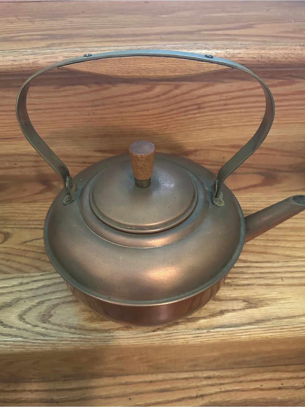 Copper-Tone Kettle with Wooden Knob - Home Kitchen